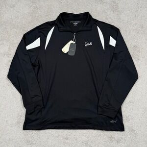 Greg Norman Play Dry Mens XL 1/4 Zip Golf Pullover Black Stoli Vodka Logo NWT